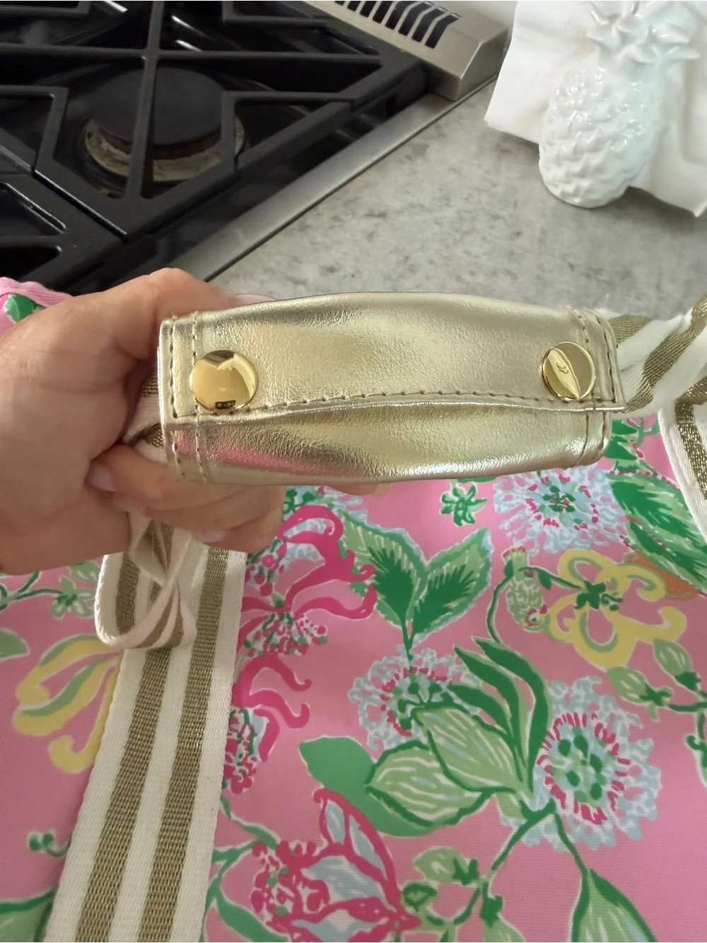 Lilly Pulitzer Pink Floral Striped-Handle Tote - Picture 3 of 7